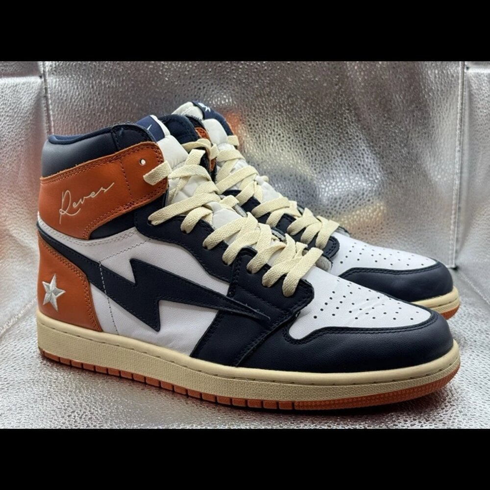 SZ 10 - Air Kiy x Reves‎ Paris ‘85 Hi High Houston Astros Orange Navy Bred Royal